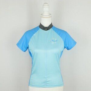 Primal Women's Small Blue Gray Fish 7/8 Zip Short Sleeve Cycling Jersey